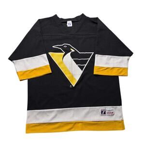 Pittsburgh Penguins Logo 7 Black Medium Jersey Vintage ( Flaws )
